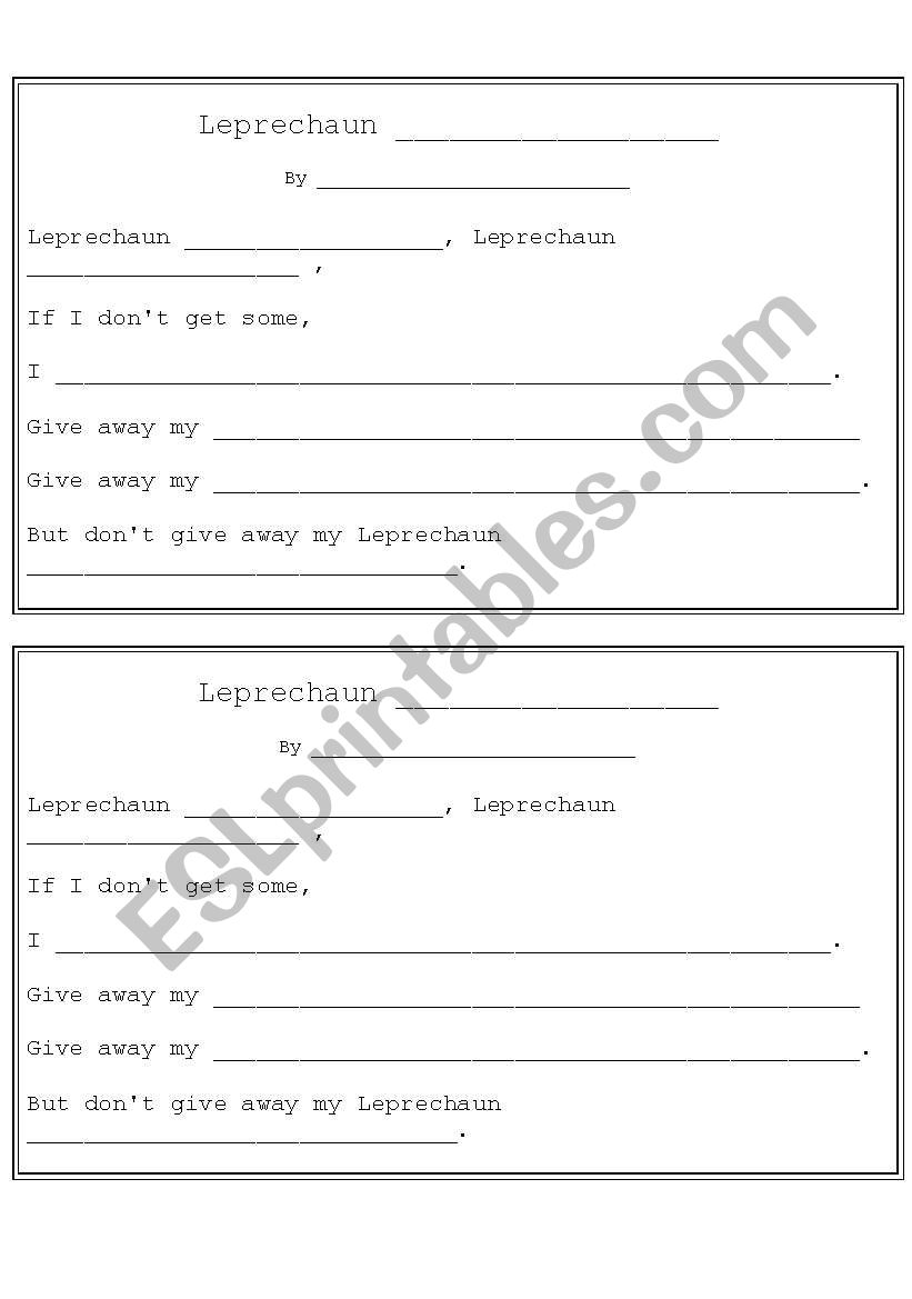 Leprechaun Stew worksheet