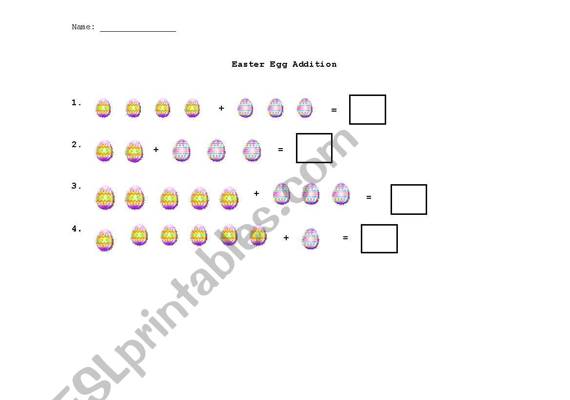 Easter Egg Picture Addition worksheet