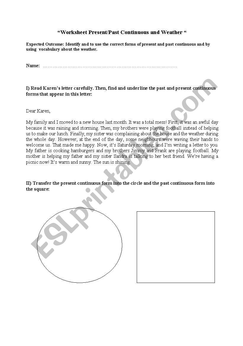 weather and continuous tenses worksheet