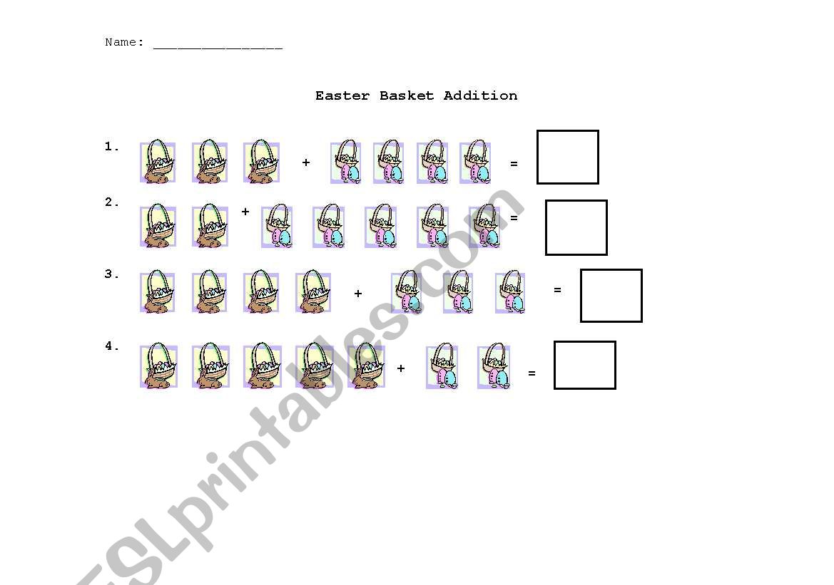 Easter Basket Addition worksheet