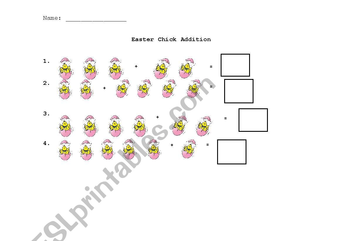 Easter Chick Addition worksheet
