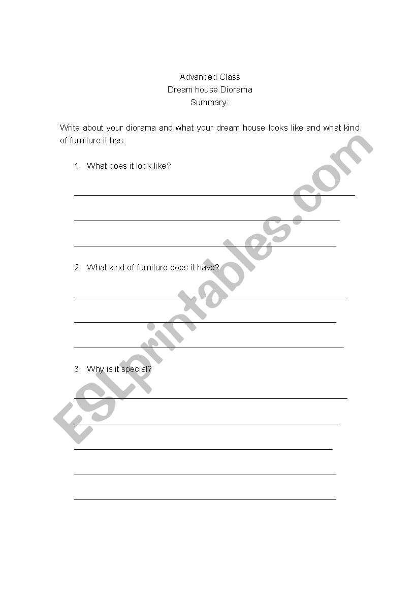 Dream House worksheet