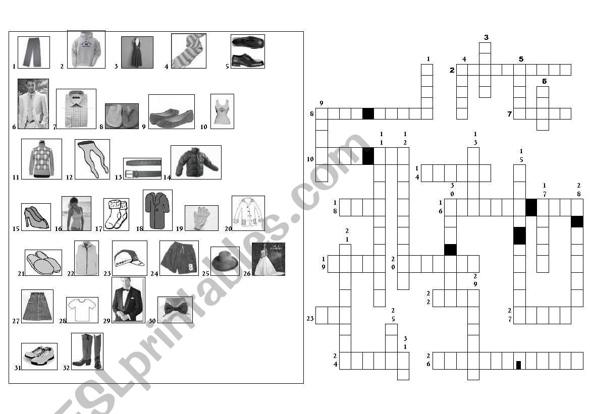 clothes puzzle worksheet