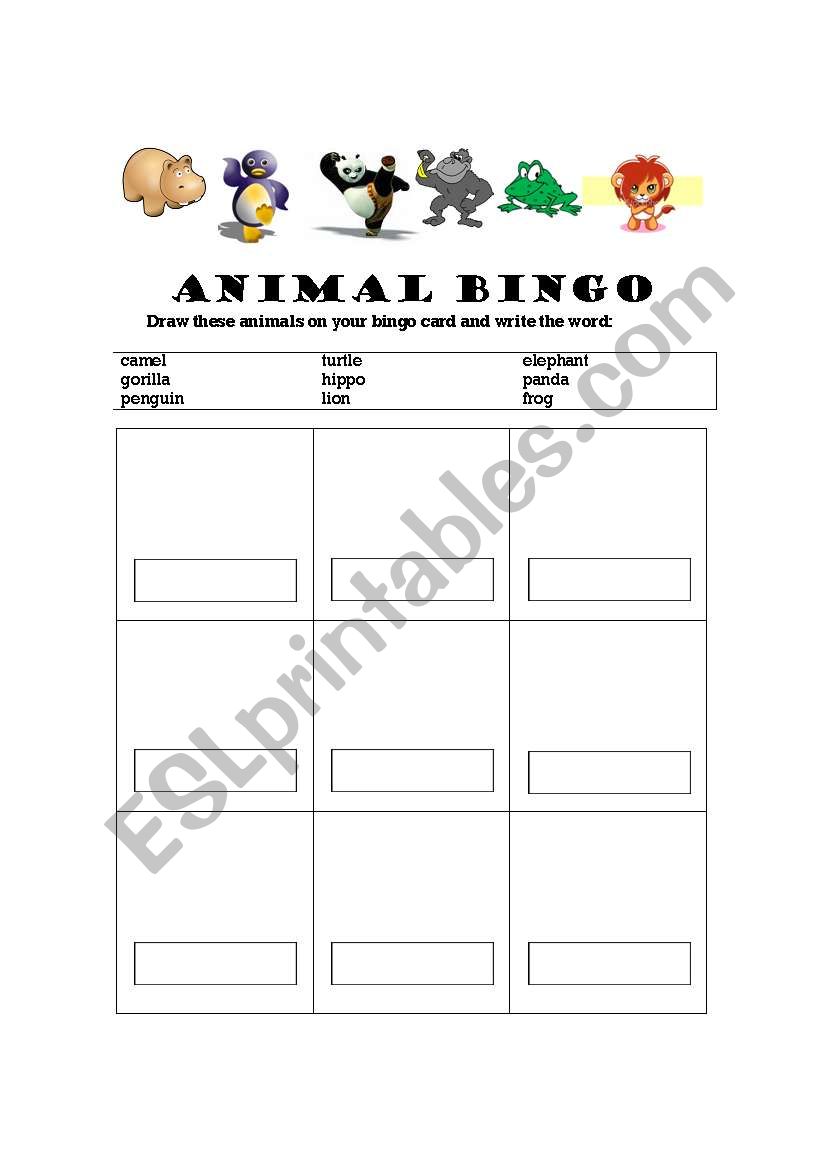 Animal Bingo worksheet