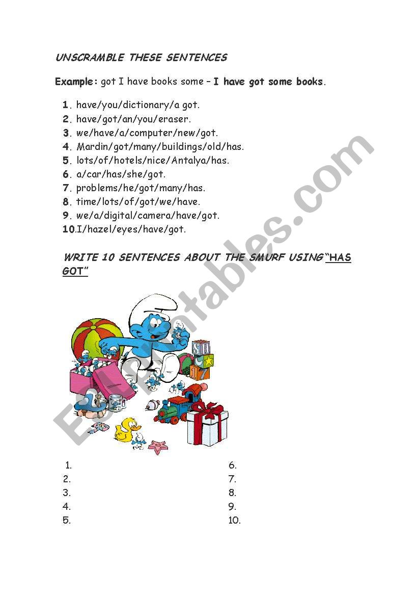 have got&has got worksheet