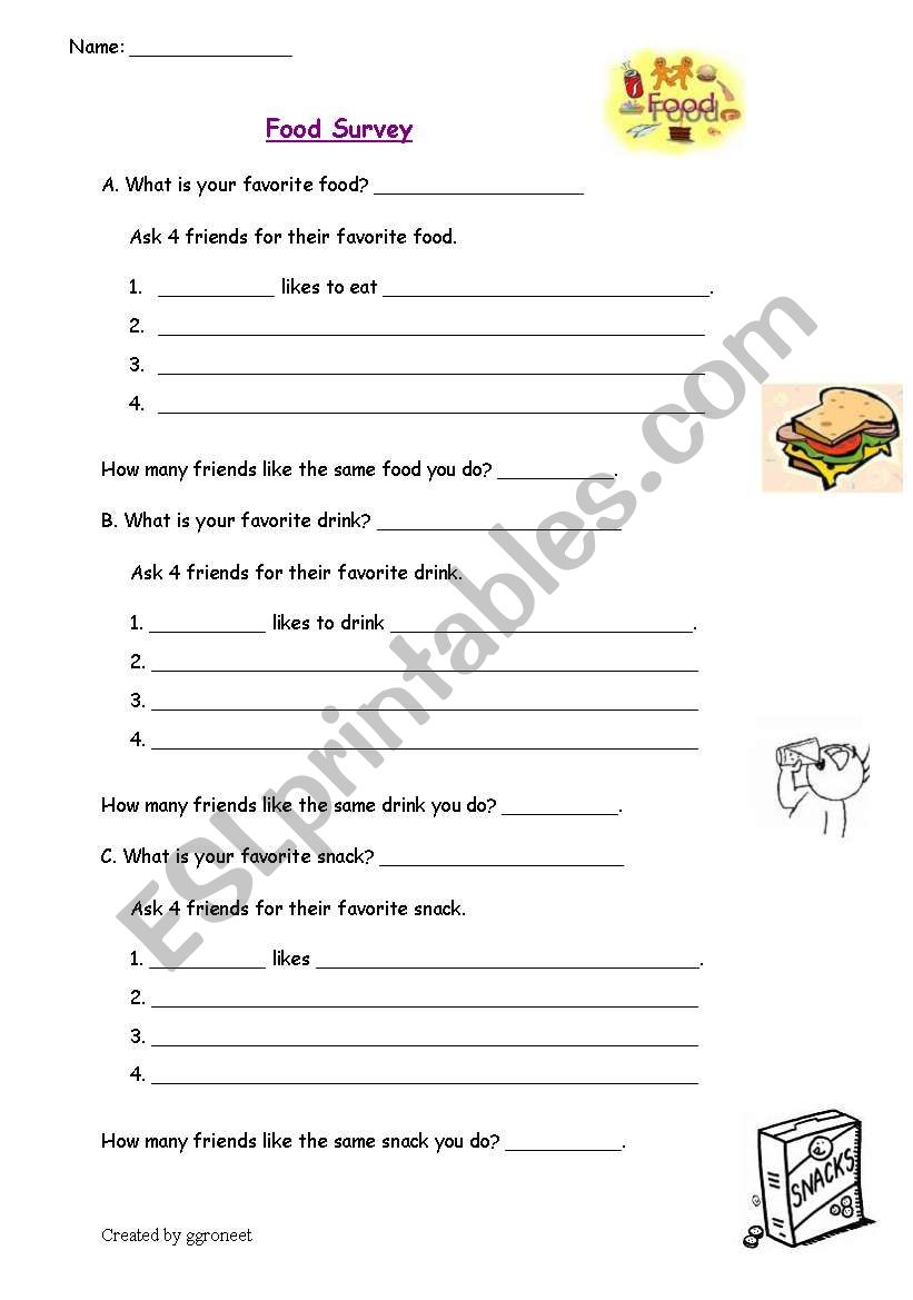 Food Survey worksheet