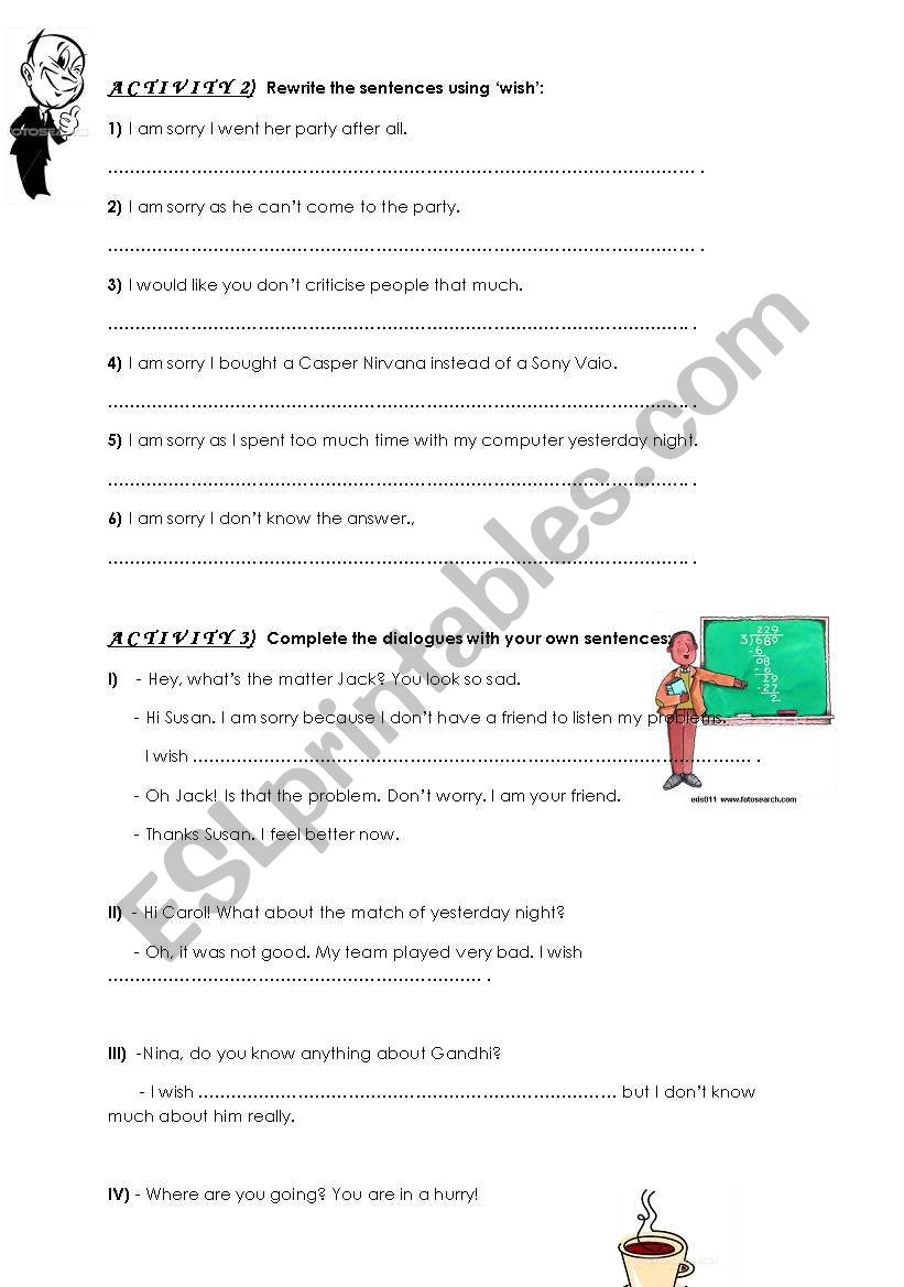 wish worksheet part II worksheet