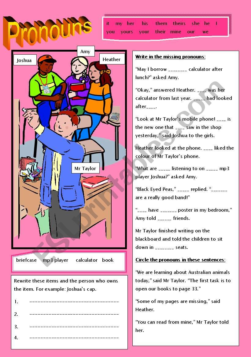 Pronoun Practice worksheet