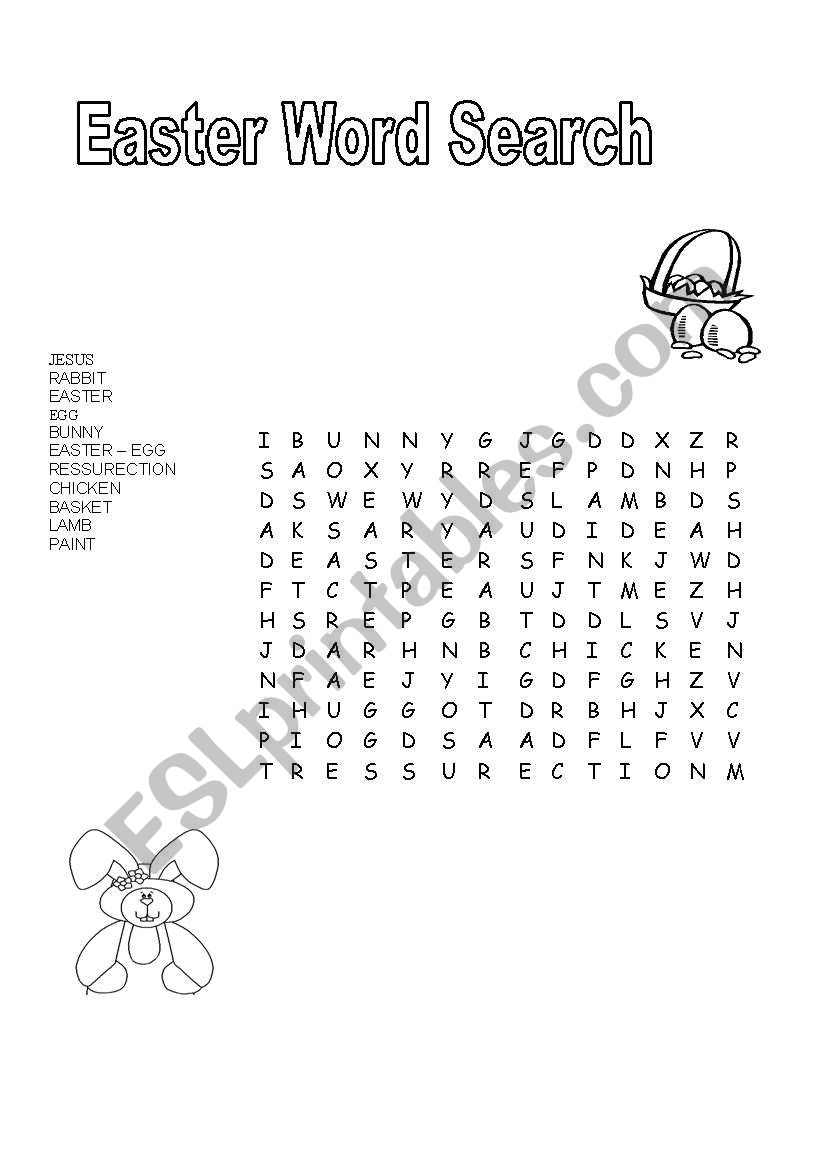 easter word search worksheet