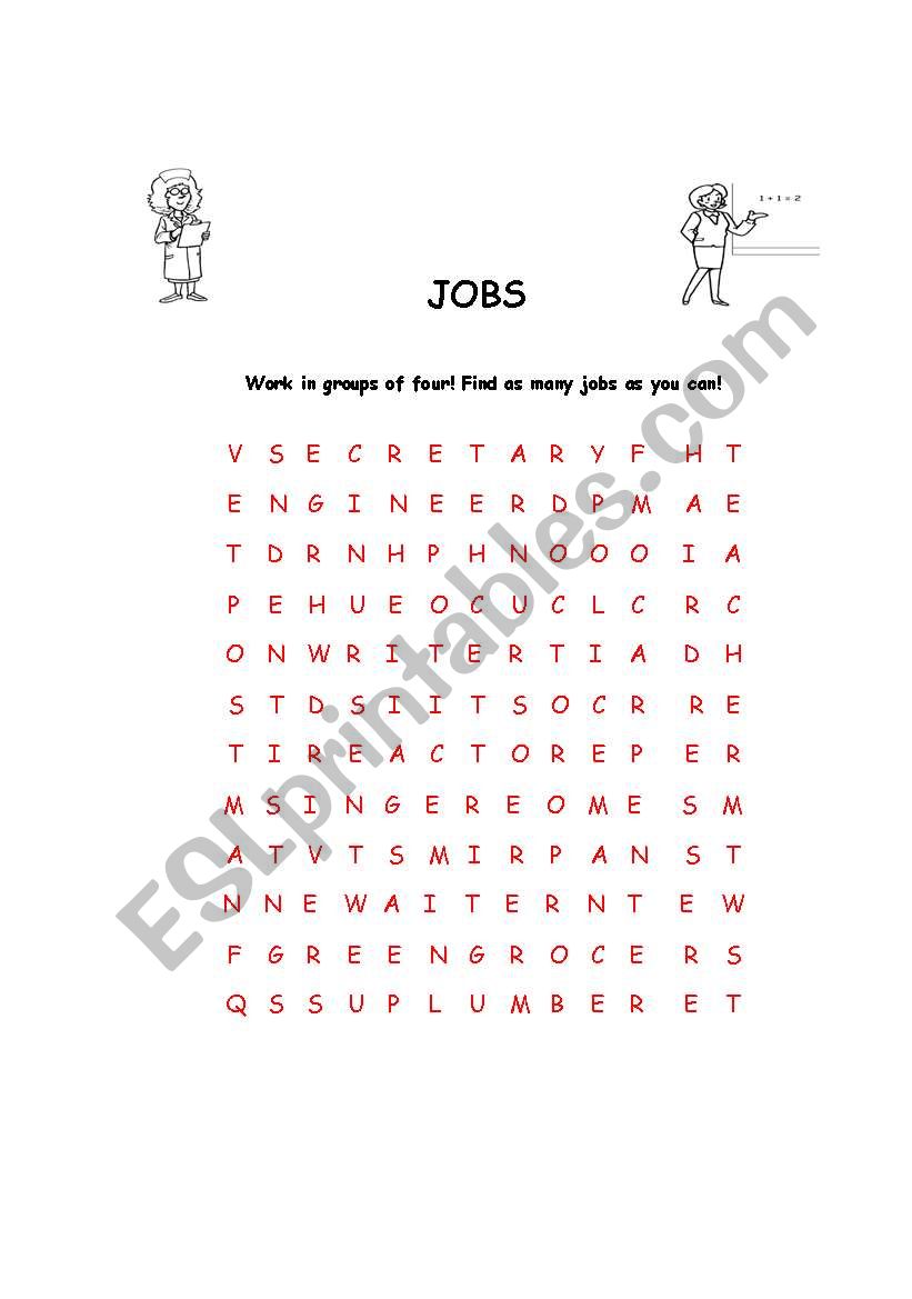 jobs crossword worksheet
