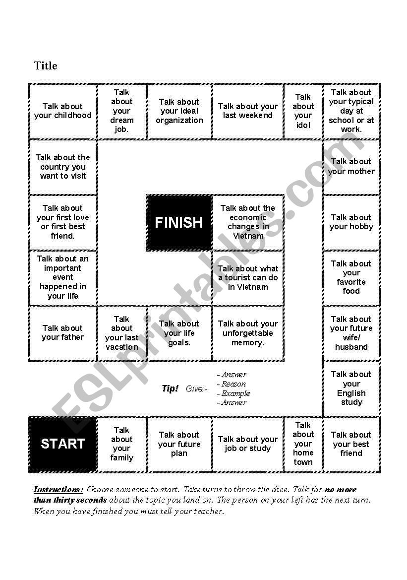 Boardgame on Fluency worksheet