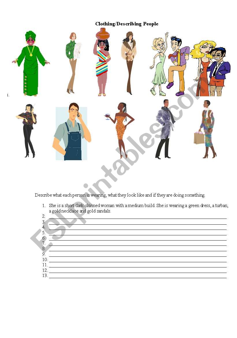 Clothing/Describing People worksheet