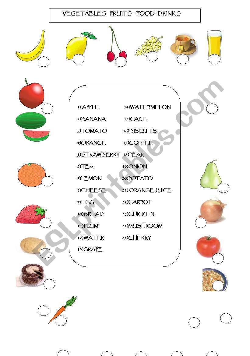 Food and drinks worksheet