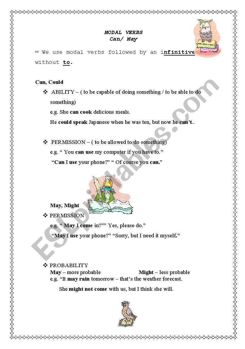 Modal Verbs - Can,May worksheet