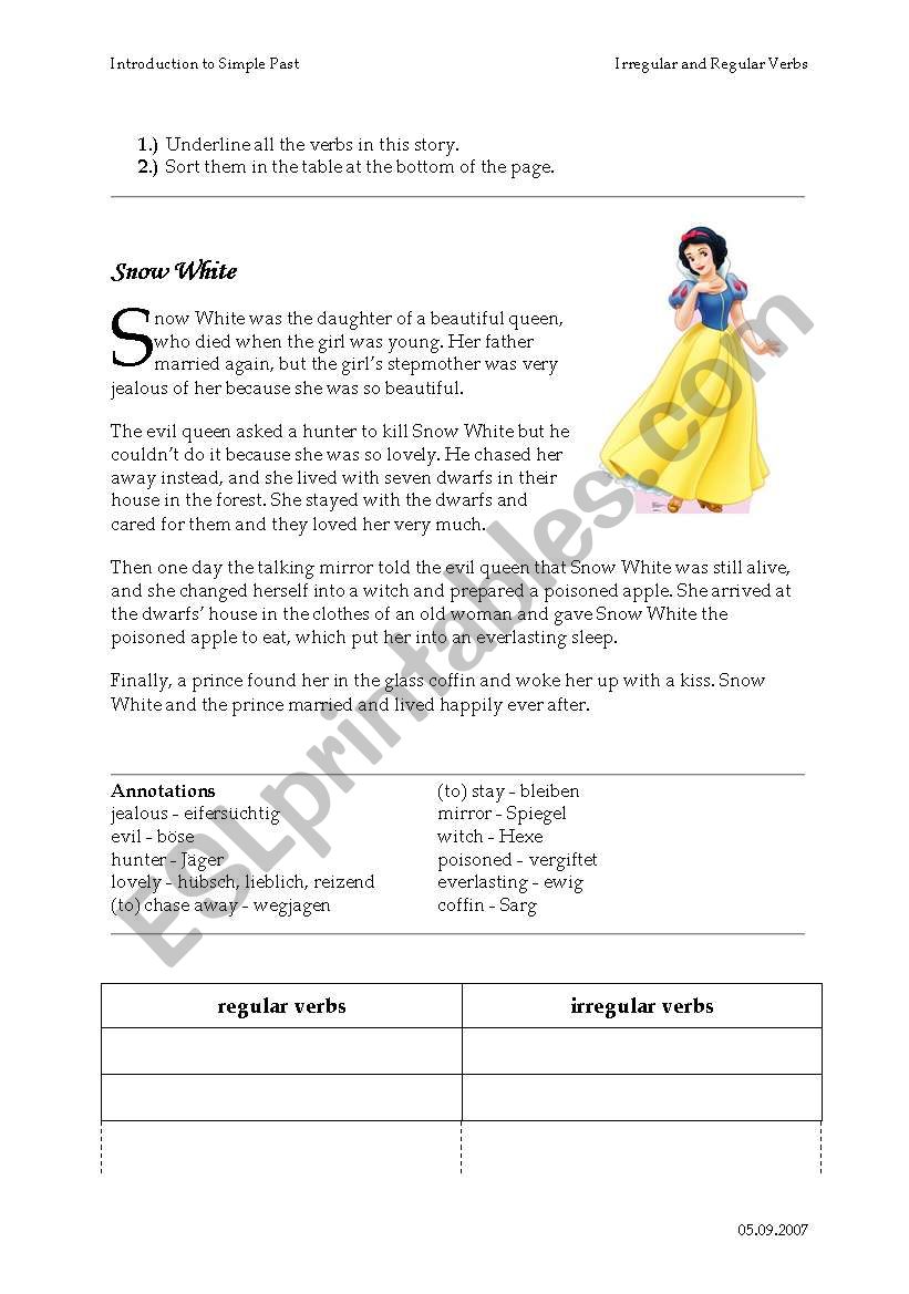 Snow White - Simple Past worksheet