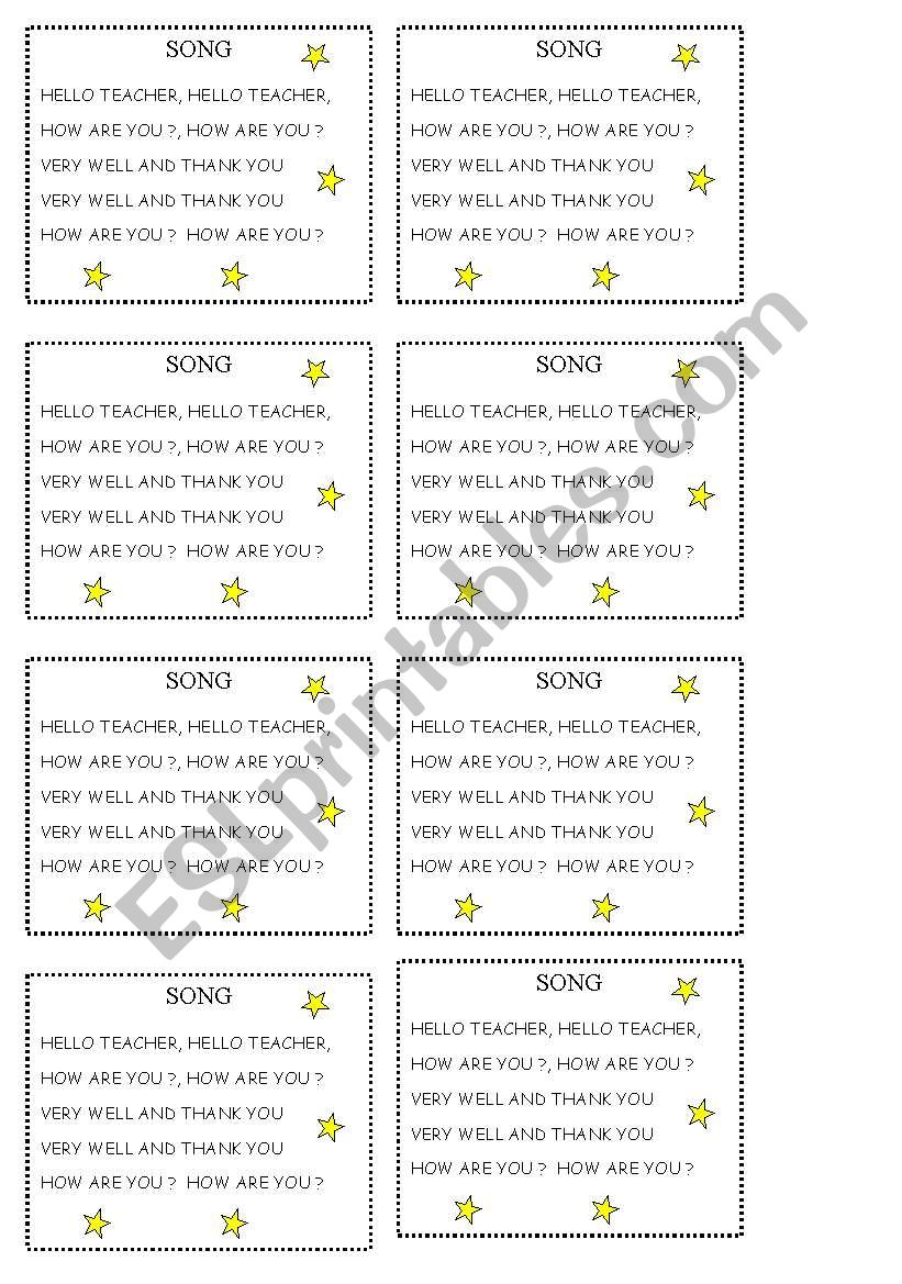 SONG worksheet