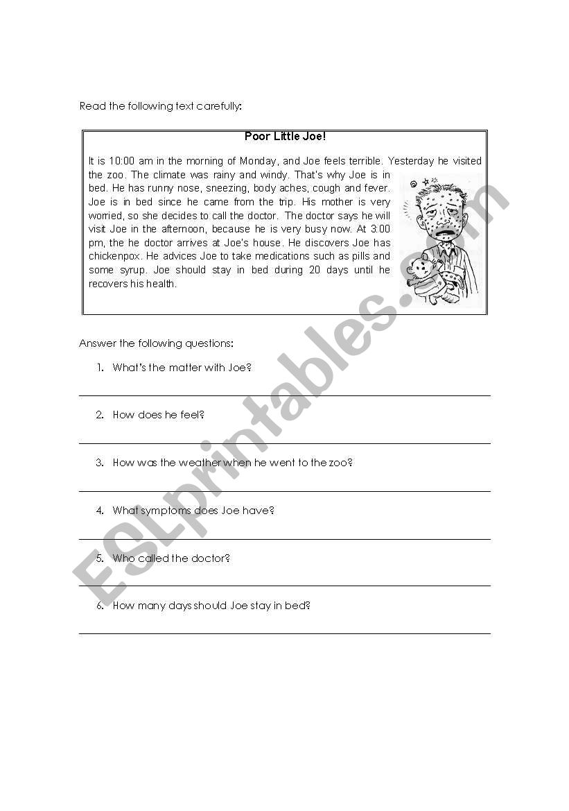 Poor little Joe! worksheet