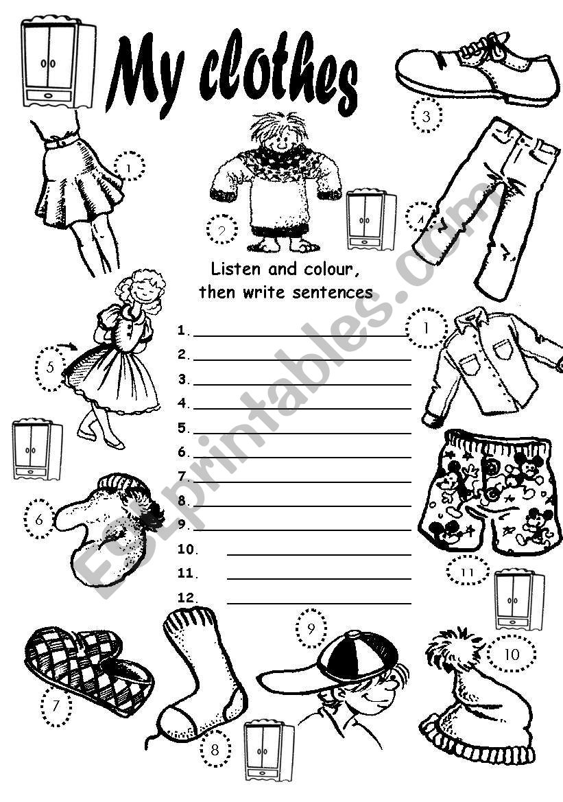 My clothes exercises AND FLASHCARDS TOO ! (2 pages) - ESL