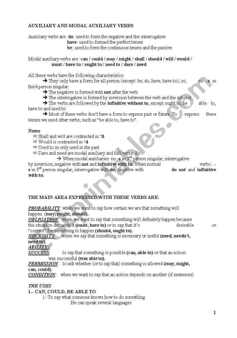 AUXILIARIES AND MODAL AUXILIARY VERBS