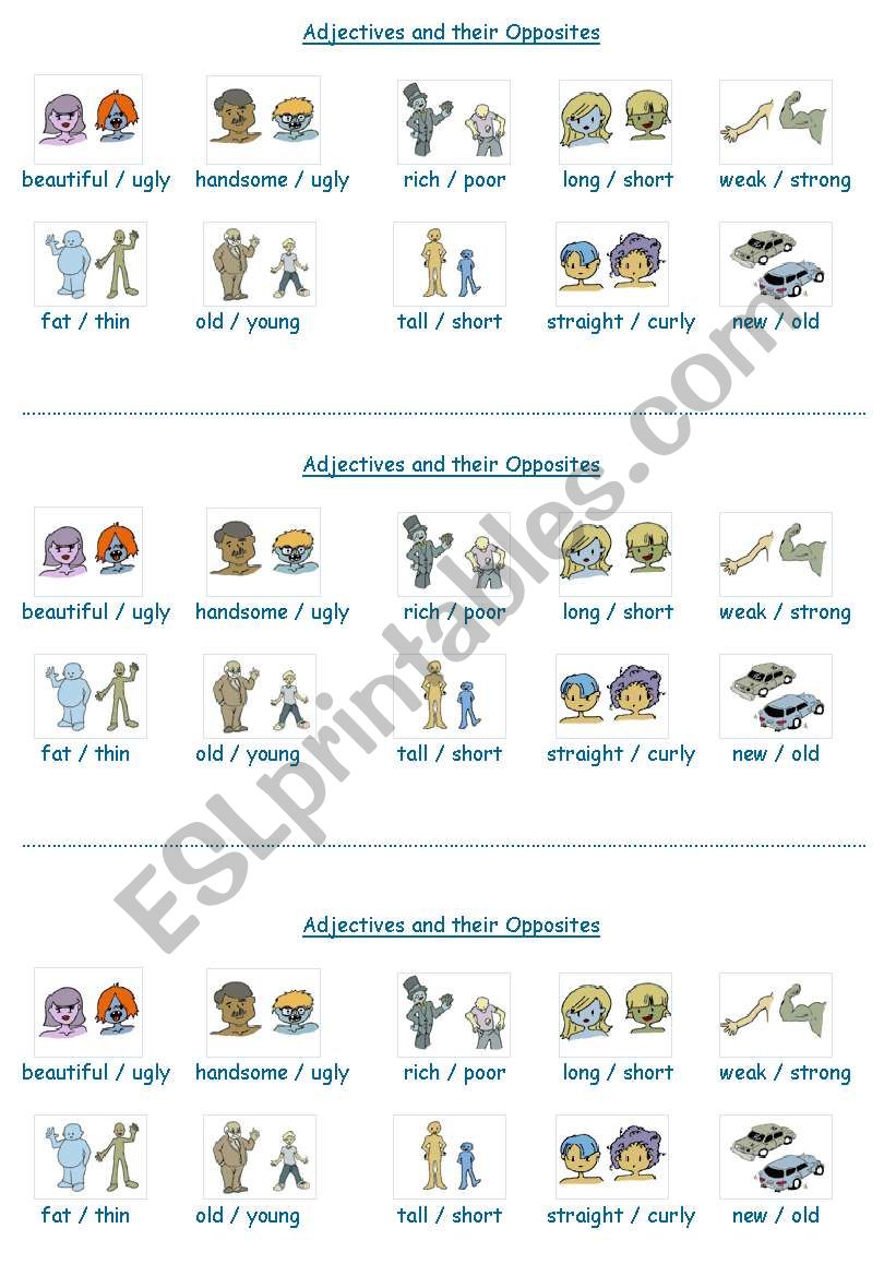 Adjectives and their opposites