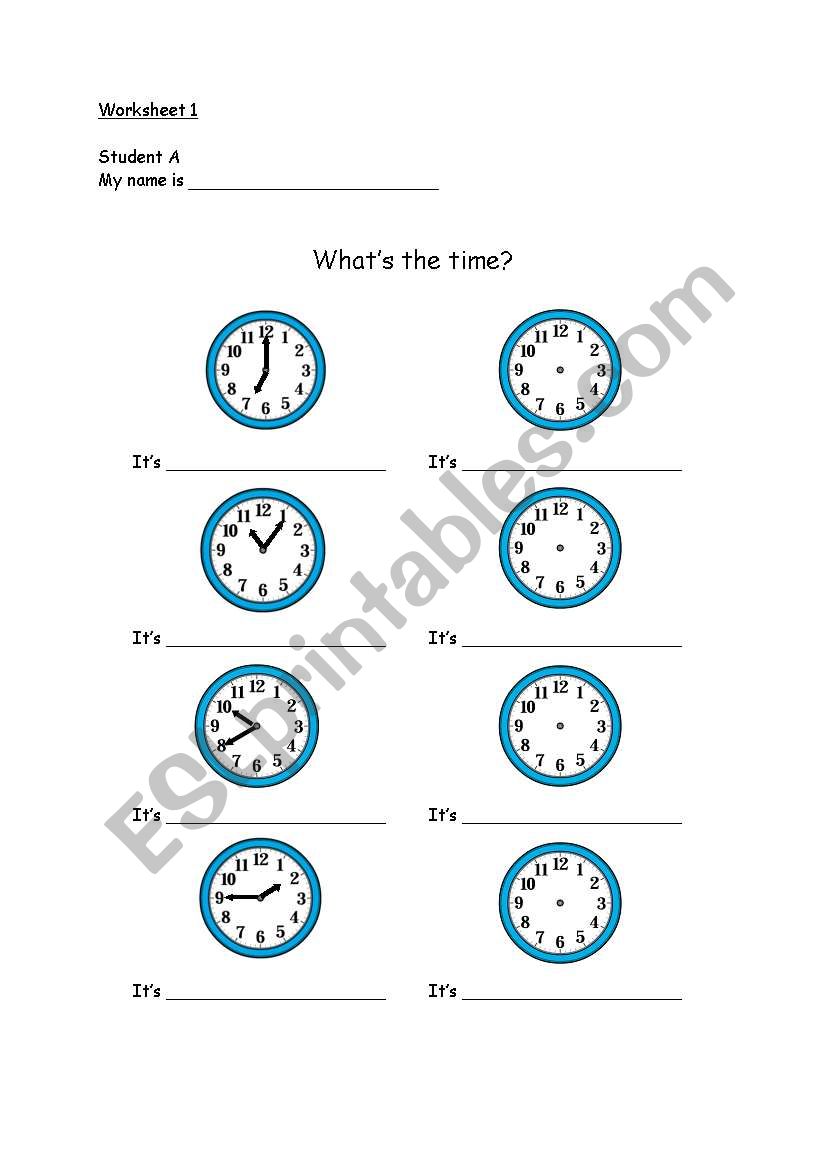 Whats the time? worksheet