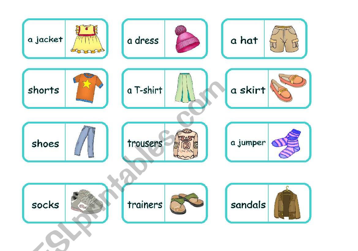 Clothes domino (editable) worksheet