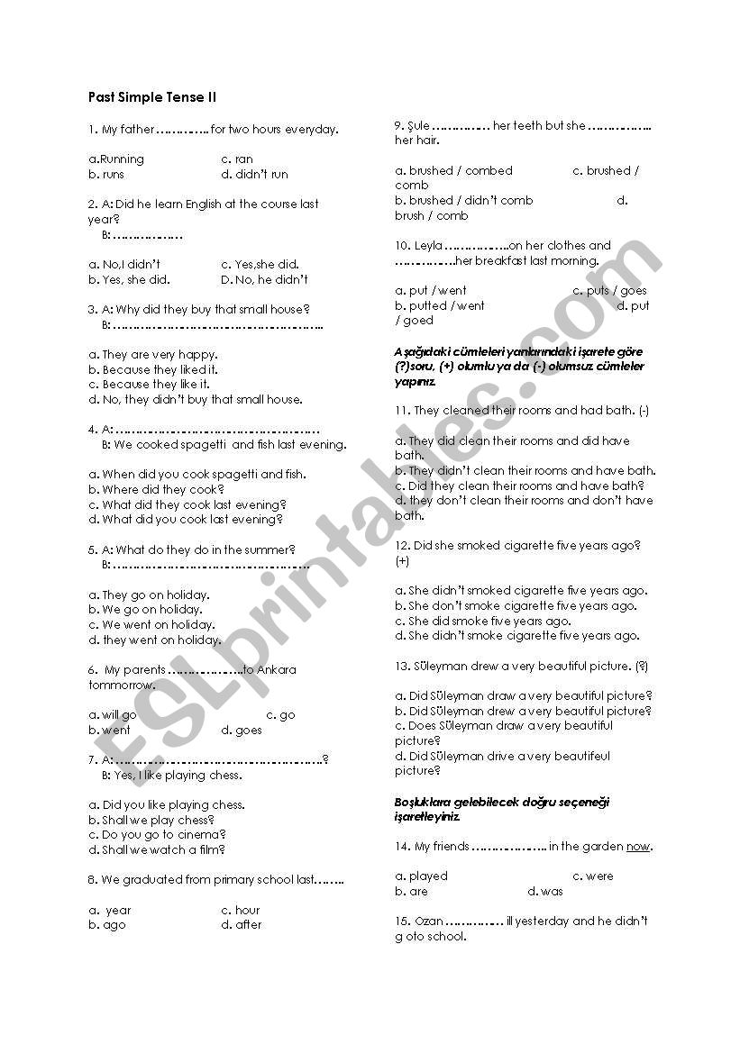 past simple vs present simple worksheet