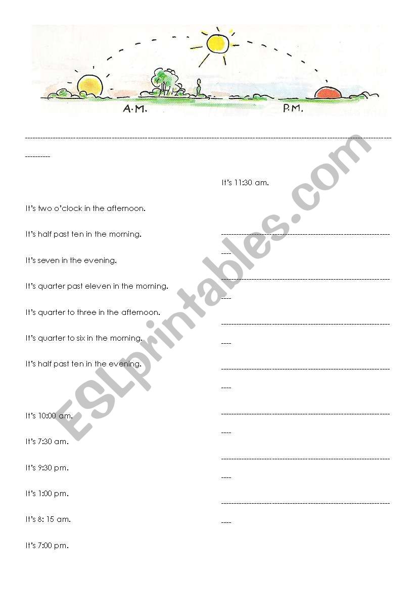 The time worksheet