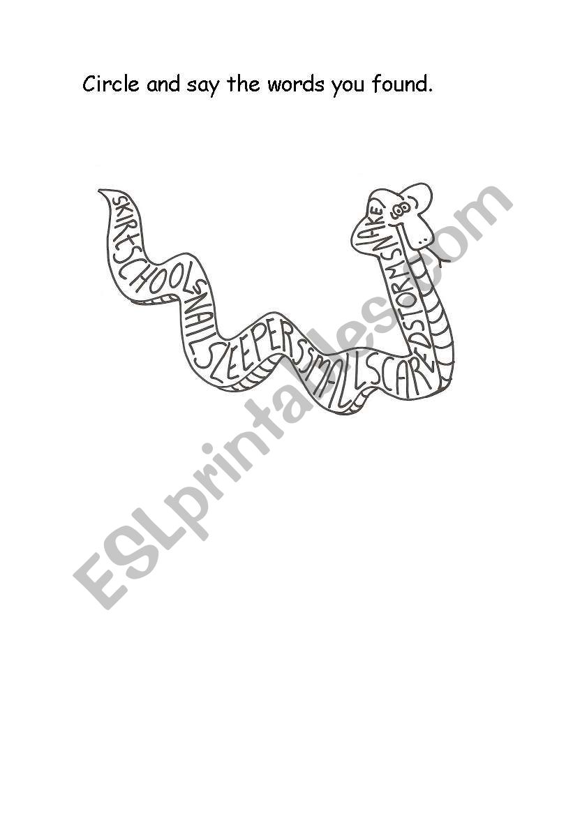 The Snake of Words worksheet