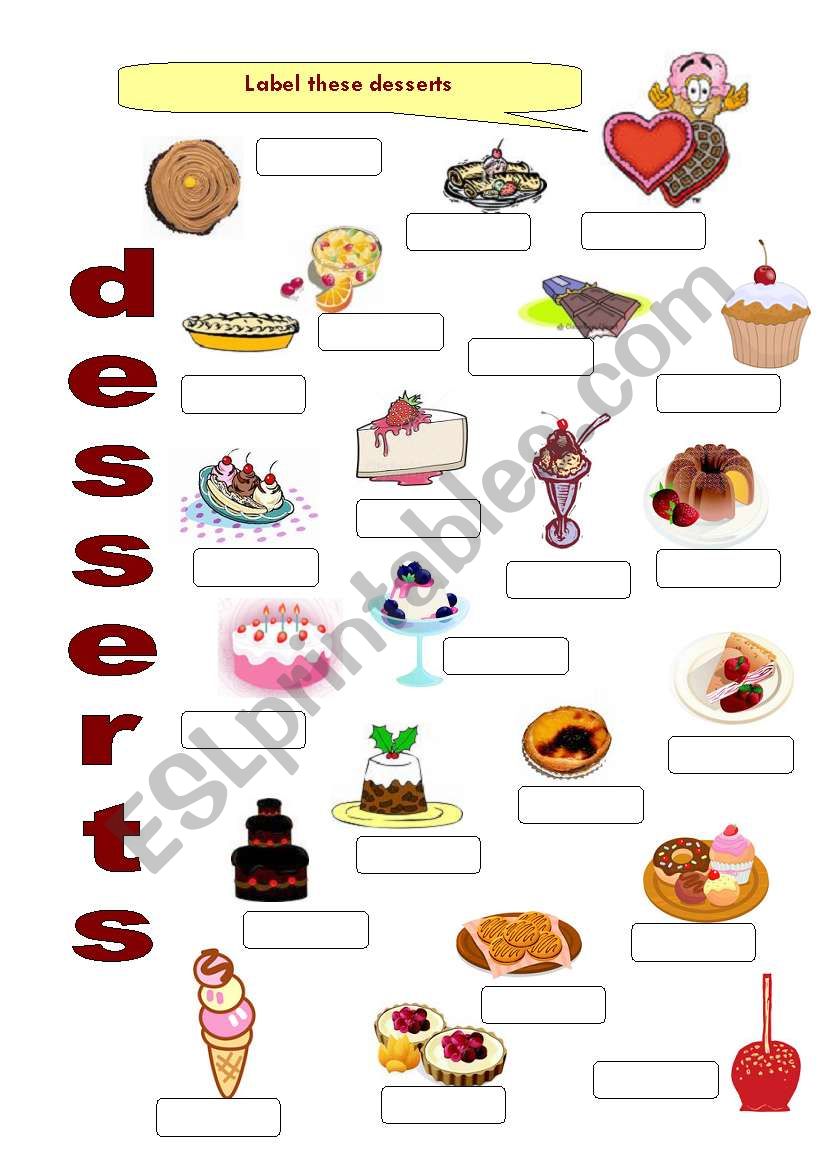 FOOD 7 - Desserts worksheet