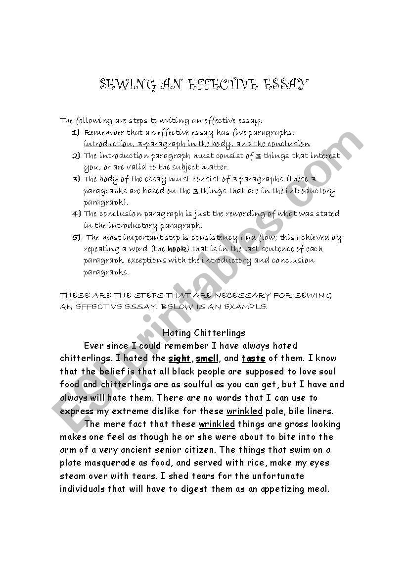 Sewing an Effective Essay worksheet