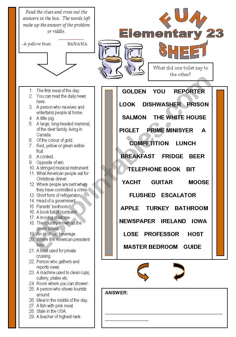 Fun Sheet Elementary 23 worksheet