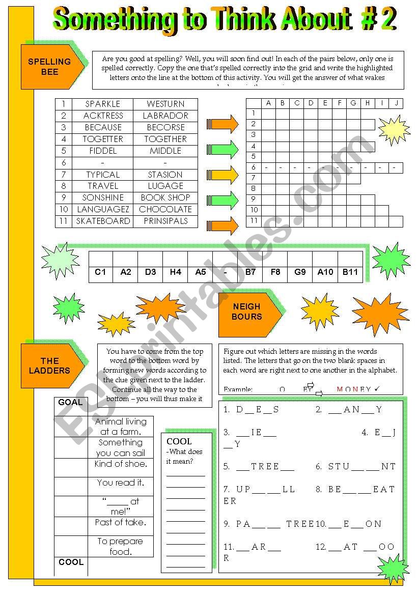 Something to Think About #2 worksheet