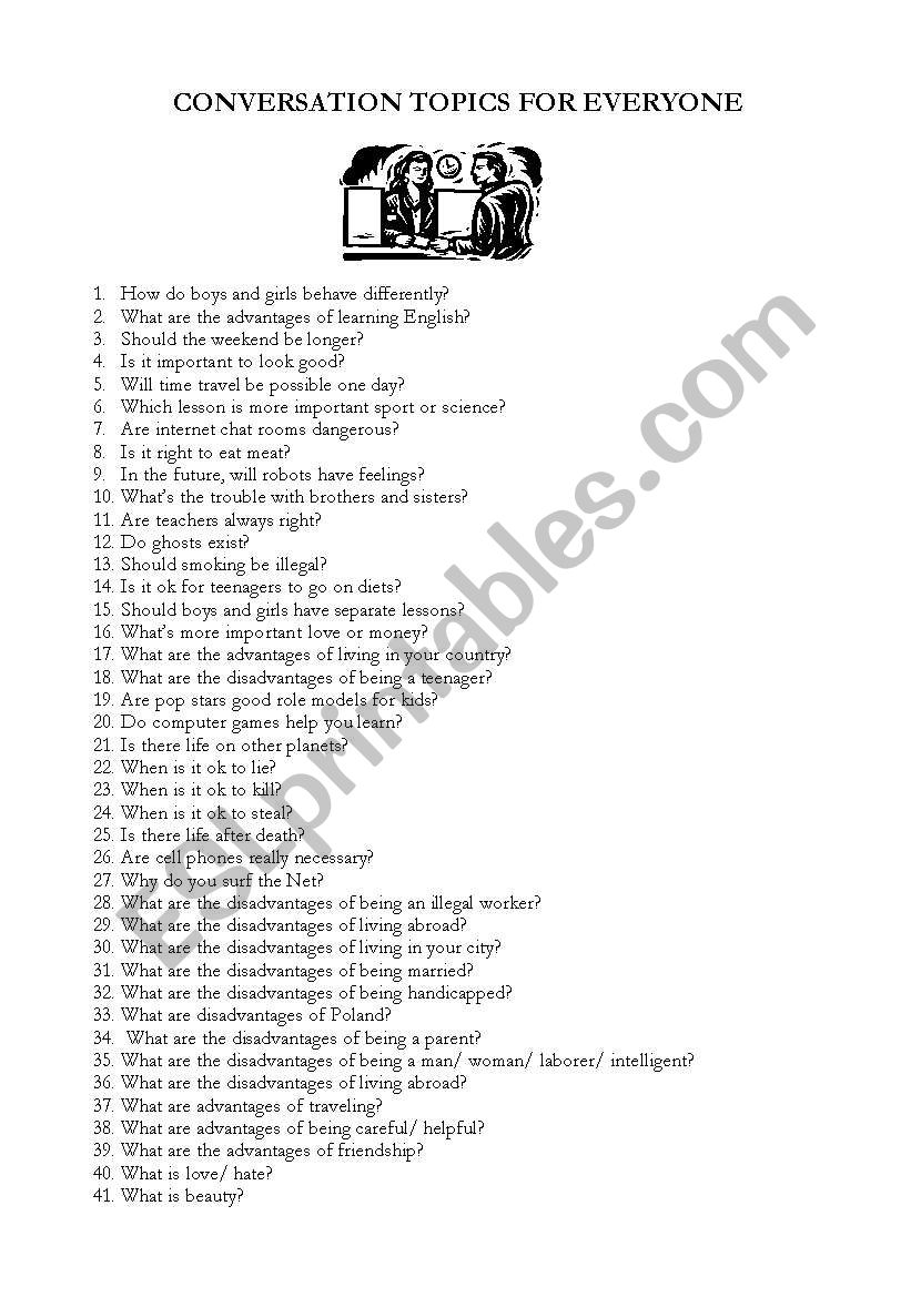 cONVERSATION TOPICS worksheet