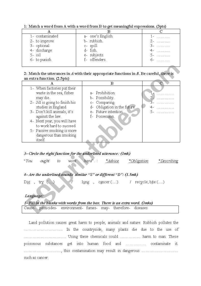 language tasks worksheet