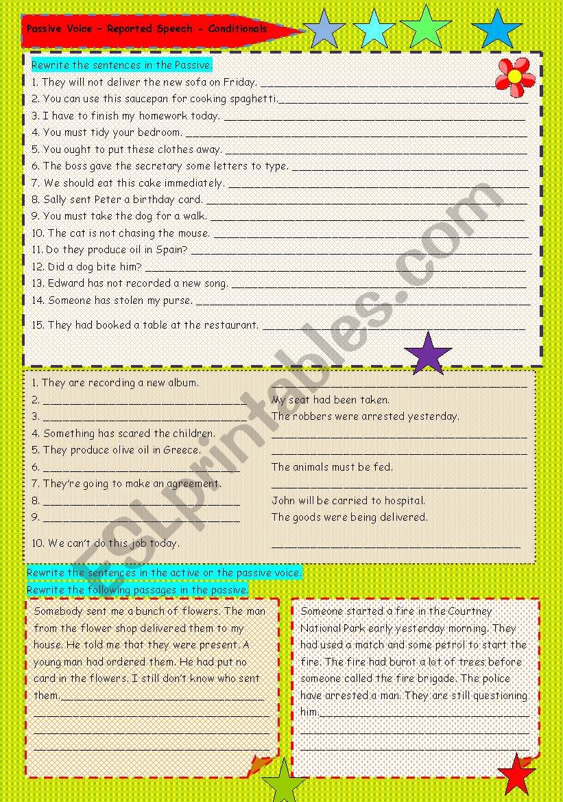 PASSIVE VOICE - REPORTED SPEECH - CONDITIONALS