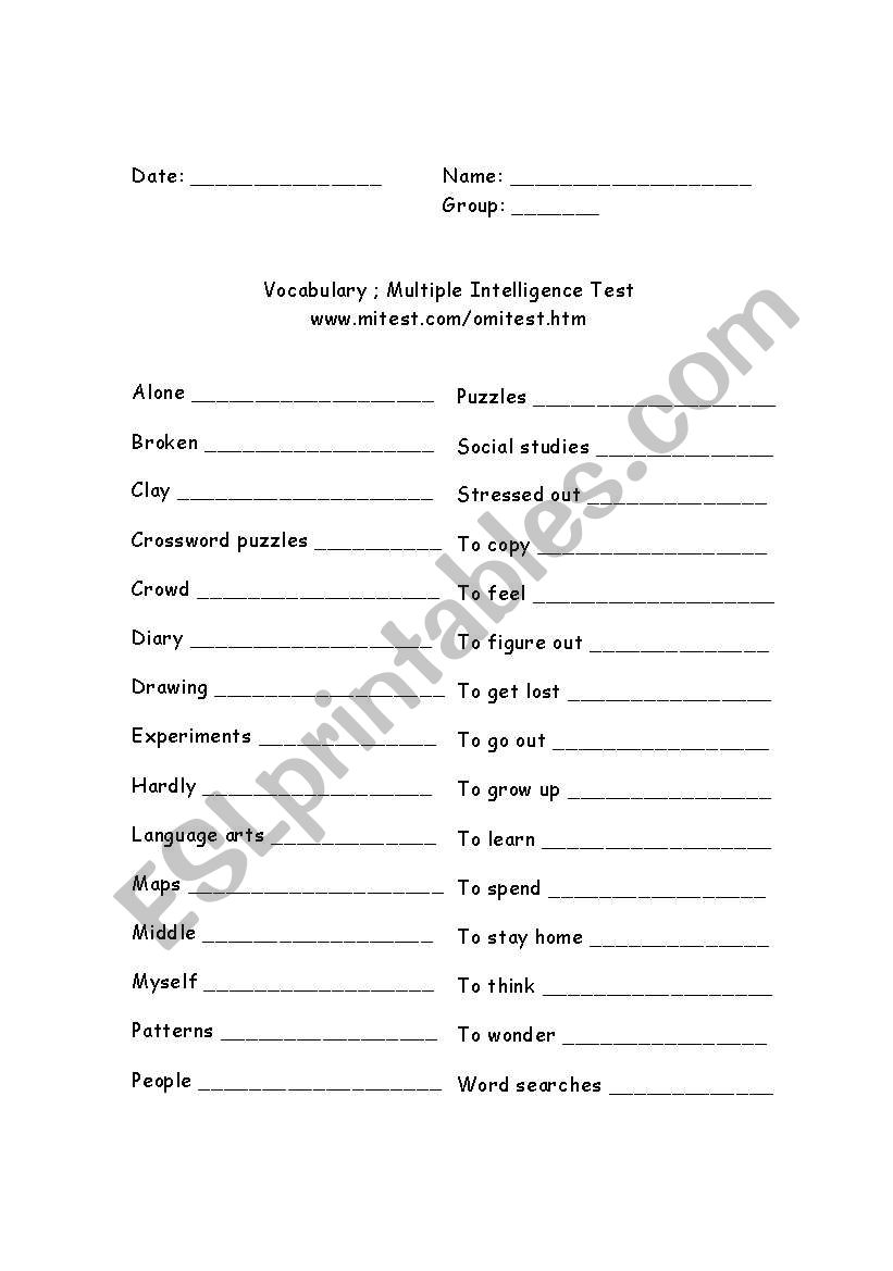 english-worksheets-multiple-intelligence-test
