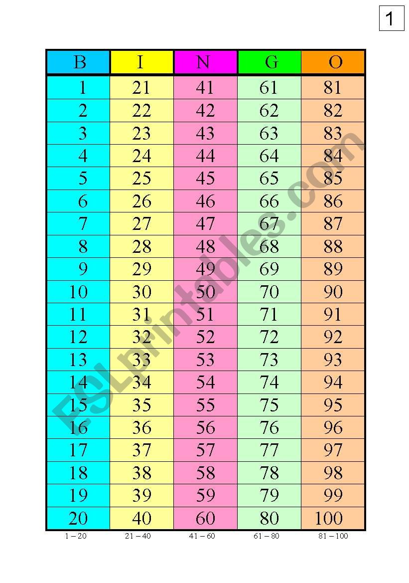 Super Bingo worksheet