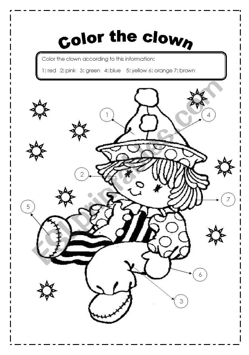 Color the Clown worksheet