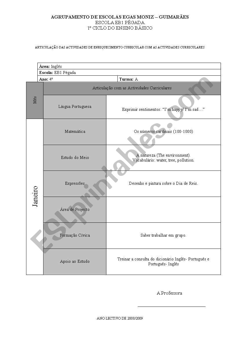 Articulation 4th year worksheet