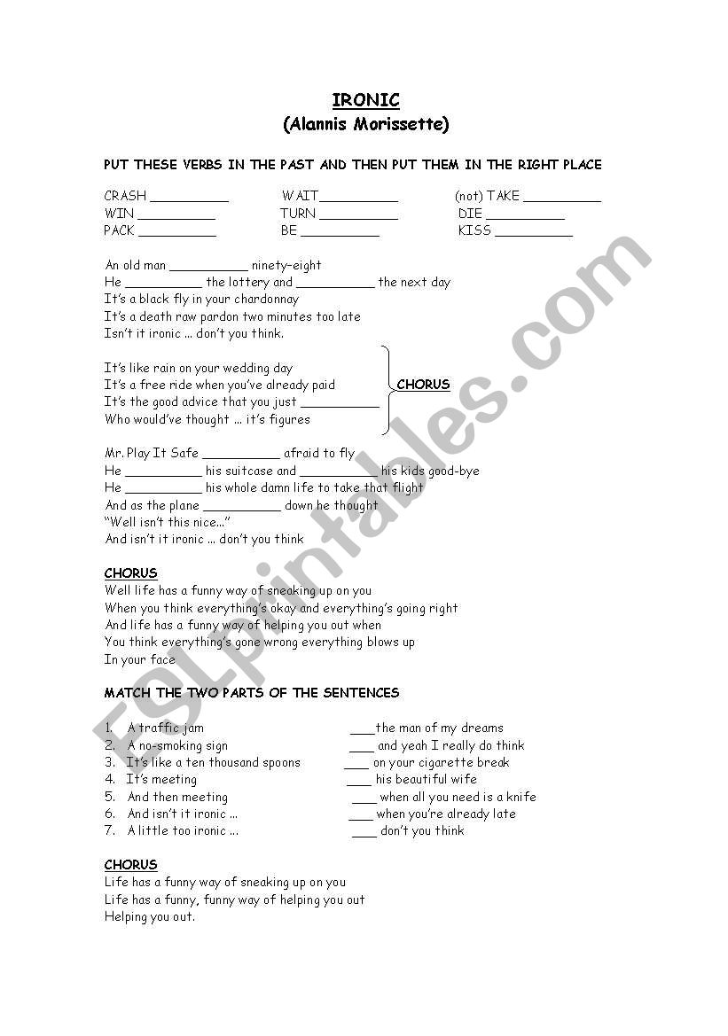 Past Tense Song worksheet