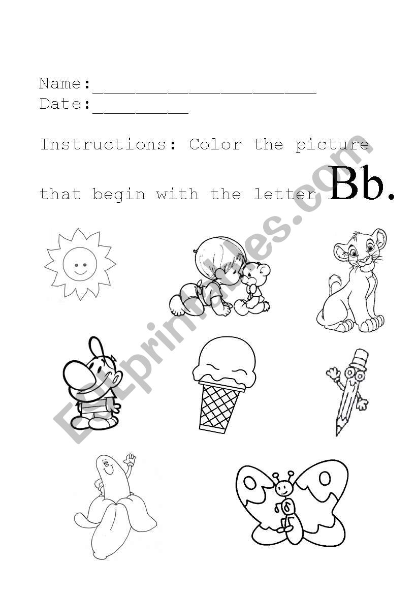 letter Bb worksheet