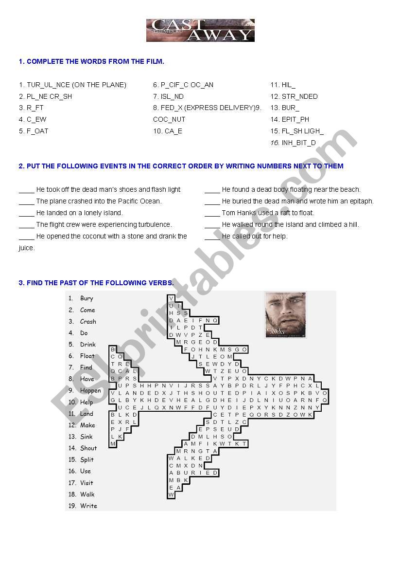 CAST AWAY worksheet