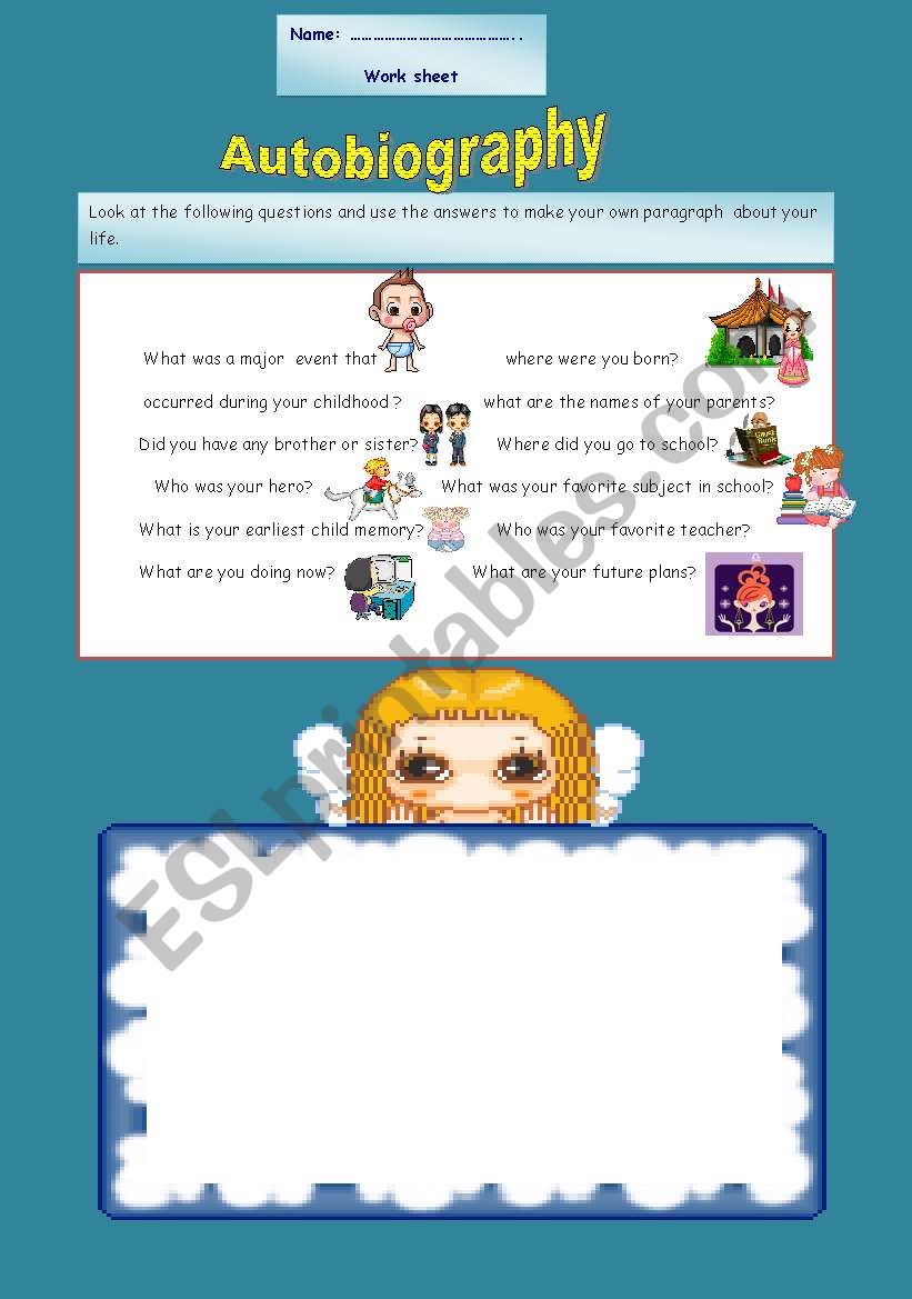 autobiograghy worksheet