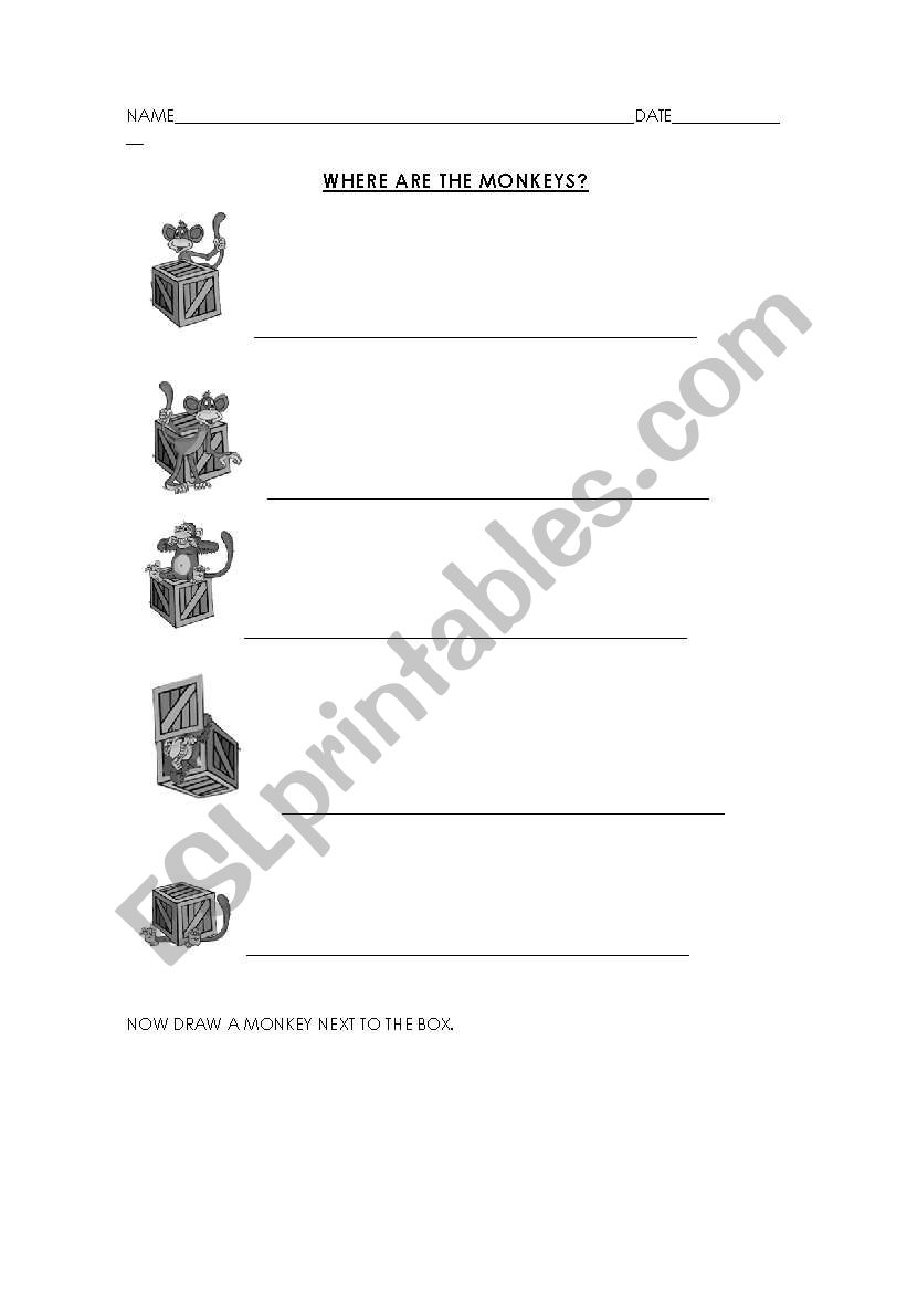 Prepositions of Place worksheet