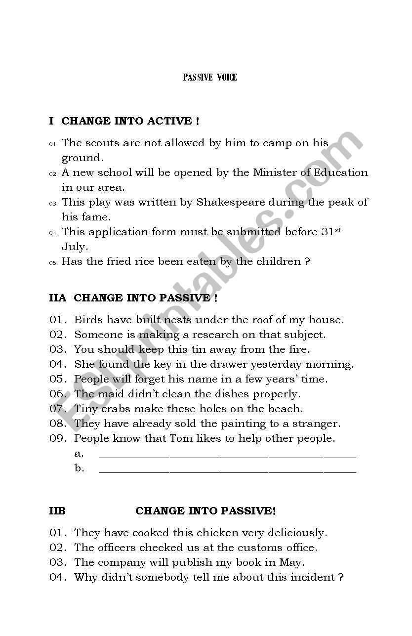 Passive Voice Quiz worksheet