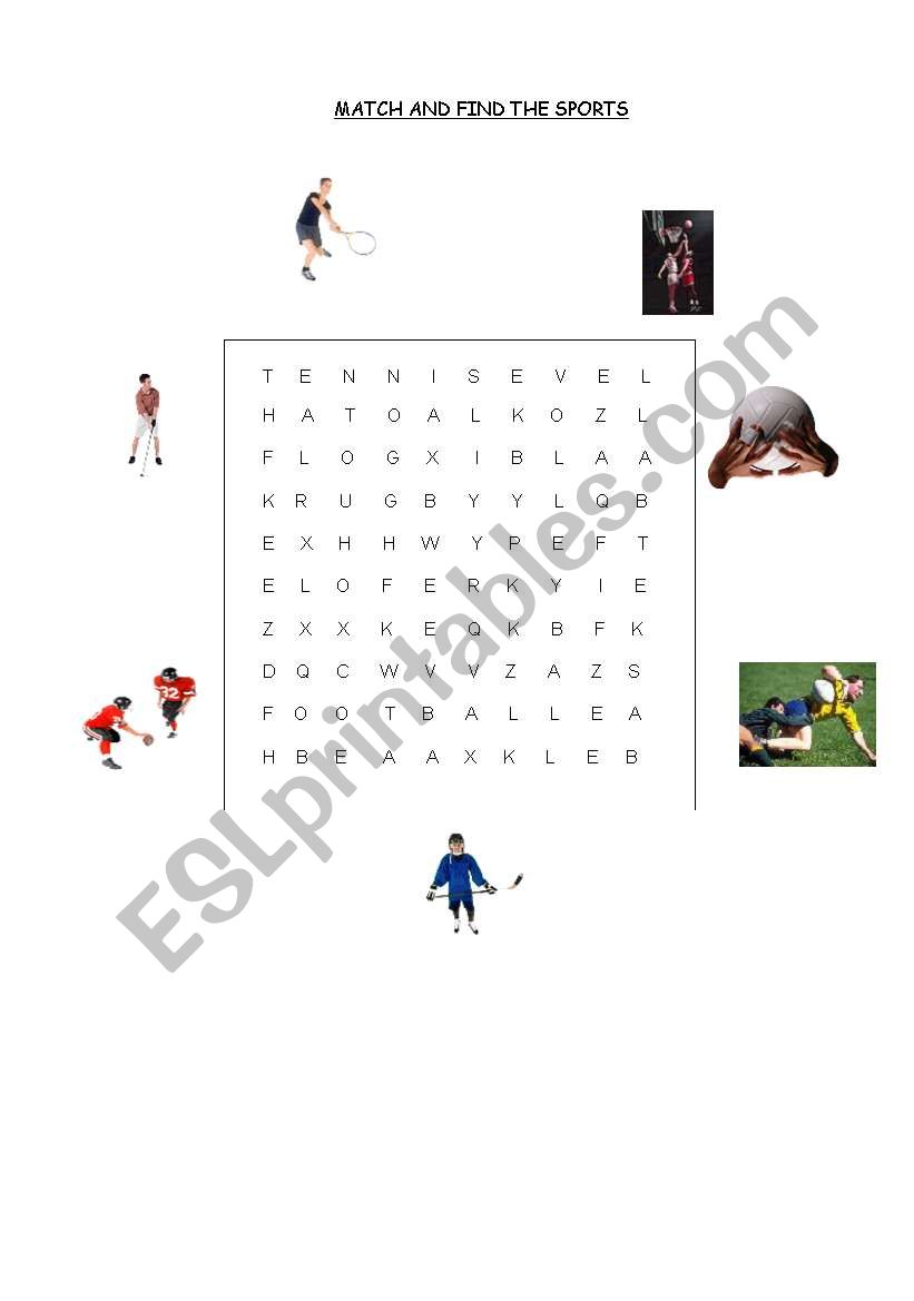 Word Search - Sports worksheet