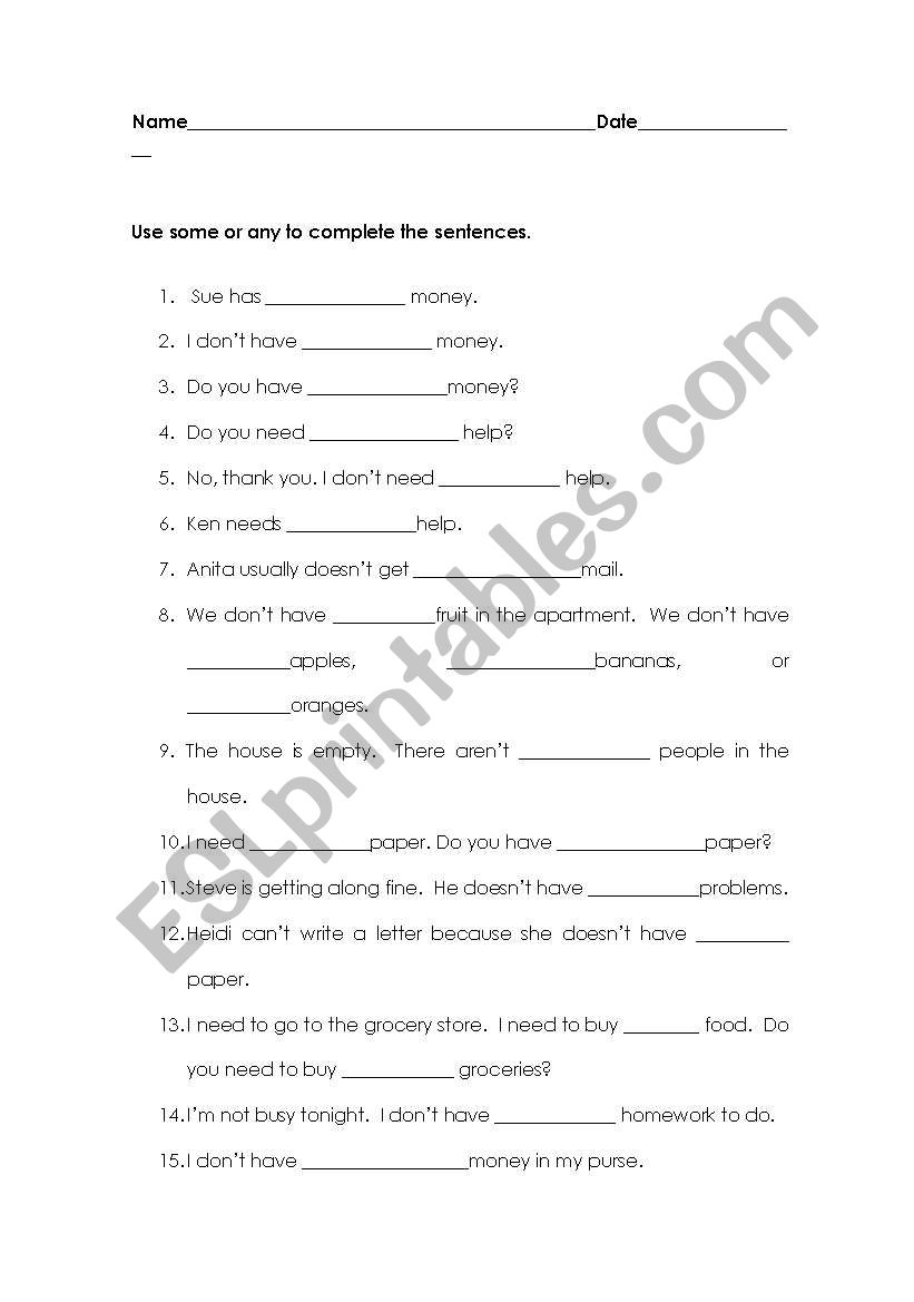 SOME OR ANY worksheet