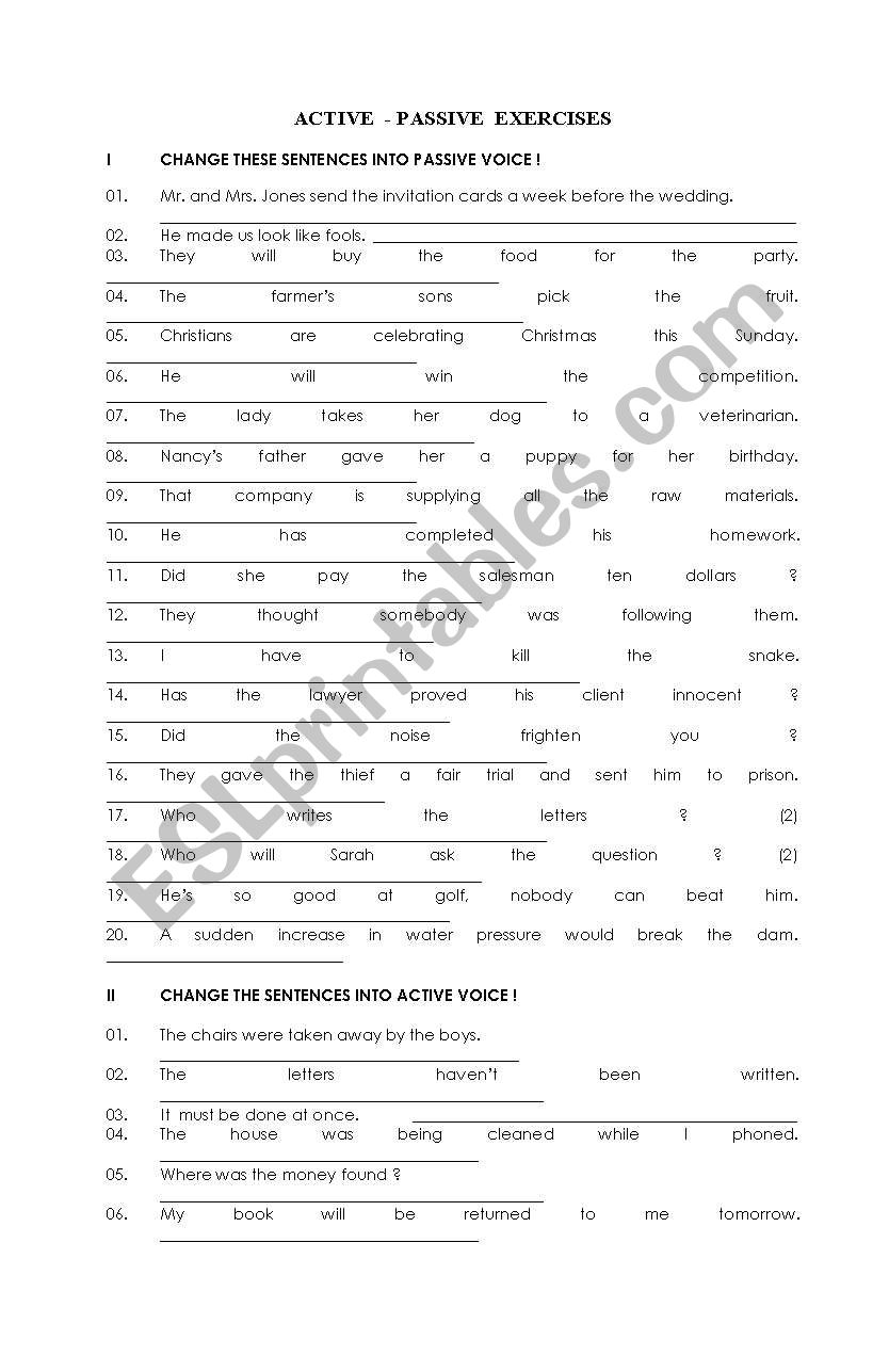 Passive Exercise 1 worksheet