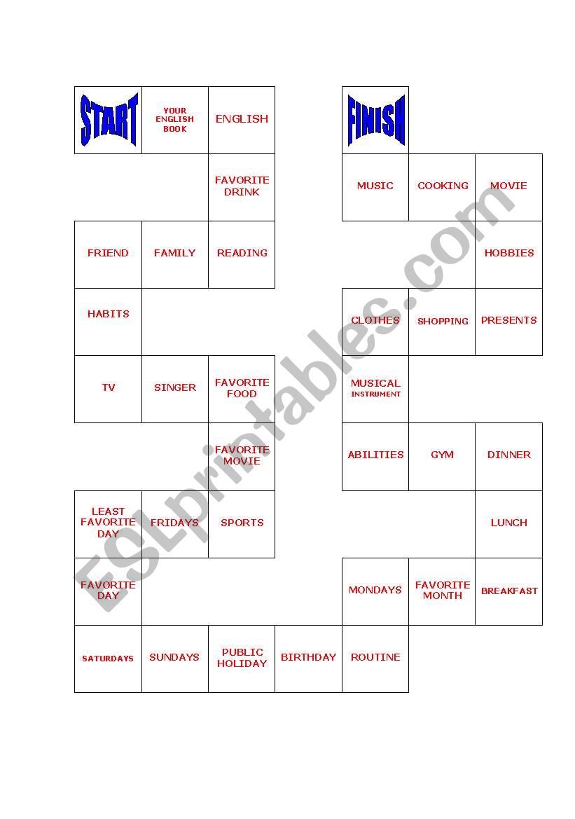 CONVERSATION - BOARD GAME worksheet